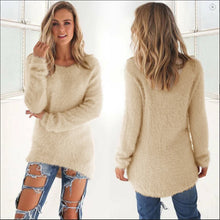 Load image into Gallery viewer, 2024 Women Warm Sweaters Solid Color O Neck Loose Knitted Pullover Long Sweater Casual Blouse Lady Hipster Comfortable Clothing
