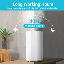 Load image into Gallery viewer, 4L Top Fill Humidifier for Bedroom, Cool Mist with Ultrasonic Quiet, Auto Shut-off and Easy to Clean, 40Hrs Runtime, White