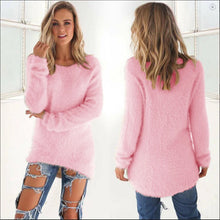 Load image into Gallery viewer, 2024 Women Warm Sweaters Solid Color O Neck Loose Knitted Pullover Long Sweater Casual Blouse Lady Hipster Comfortable Clothing