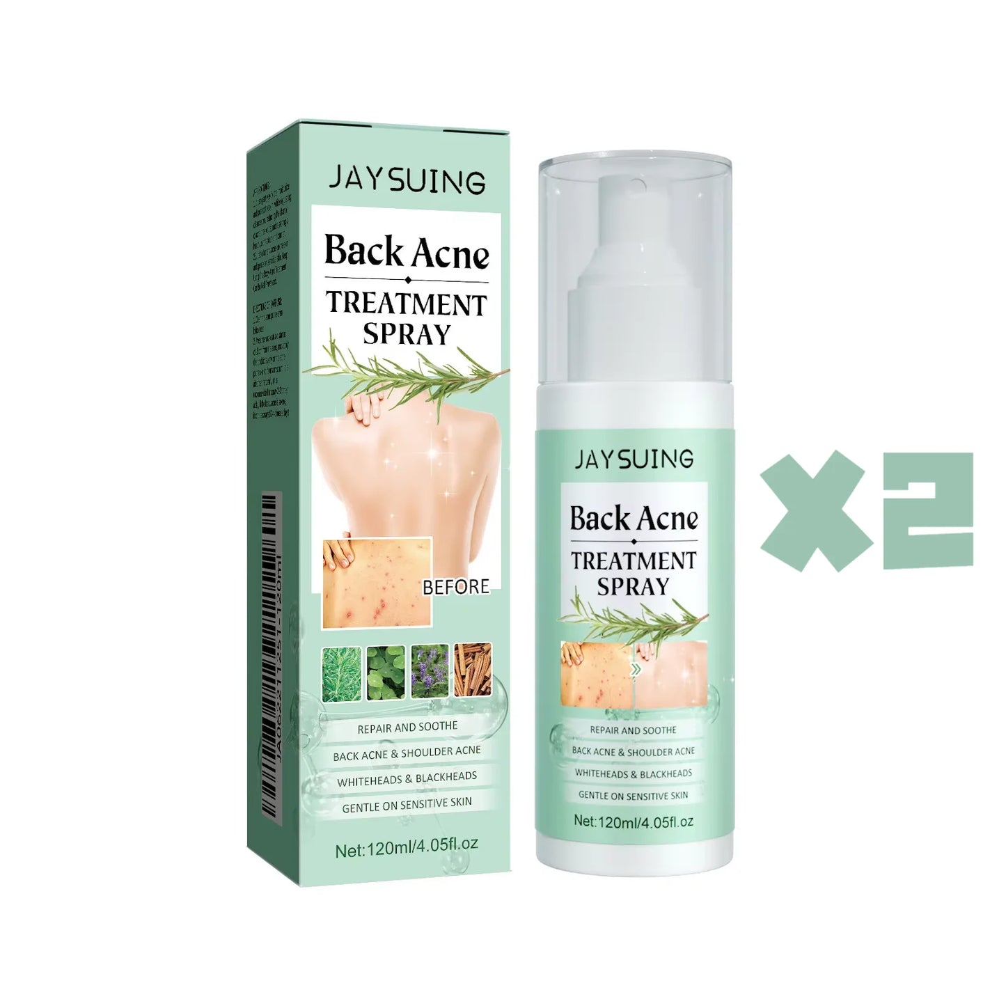 Jaysuing Repair Back Acne Care Spray Shoulder Pimple Remove Fade Acne Scar Soothe Body Nourish Skin Cleansing Body Pimples Spray