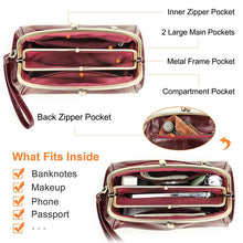 Load image into Gallery viewer, Genuine Leather Women Clutch Wallet Kiss Lock Design Luxury Female Purse Handbag Large Capacity Long Wallet Bag Phone Pocket