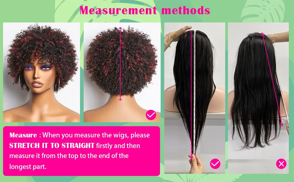 Dark Red Highlights Pixie Cut Wig  Glueless Wigs 2x1 Human Hair for Black Women Human Hair Afro Wigs Short Bob Wig With Bangs