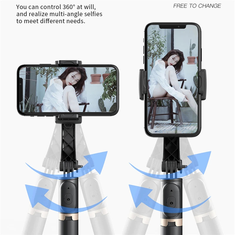 2025 NEW Gimbal Stabilizer Selfie Stick Foldable Wireless Tripod with Bluetooth Shutter Monopod for IOS Android