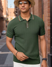 Load image into Gallery viewer, Men's Knitted Short Sleeve Textured Pullover Sweater, Stylish and Comfortable, Suitable for Casual Spring and Summer Wear"
