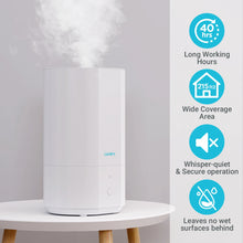Load image into Gallery viewer, 4L Top Fill Humidifier for Bedroom, Cool Mist with Ultrasonic Quiet, Auto Shut-off and Easy to Clean, 40Hrs Runtime, White