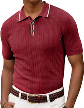 Load image into Gallery viewer, Men's Knitted Short Sleeve Textured Pullover Sweater, Stylish and Comfortable, Suitable for Casual Spring and Summer Wear"