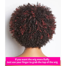 Load image into Gallery viewer, Dark Red Highlights Pixie Cut Wig Glueless Wigs 2x1 Human Hair for Black Women Human Hair Afro Wigs Short Bob Wig With Bangs