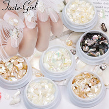 Load image into Gallery viewer, 1 Pot Nails Abalone Shell Fragments Texture Natural Sea Shell 3d Charm Nail Art Decoration Slice DIY Beauty Salon Tools new