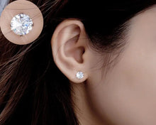 Load image into Gallery viewer, 100% Real 925 Sterling Silver Earrings Luxury 6/7/8mm Round Lab Diamond Earrings Small Screw Stud Earrings