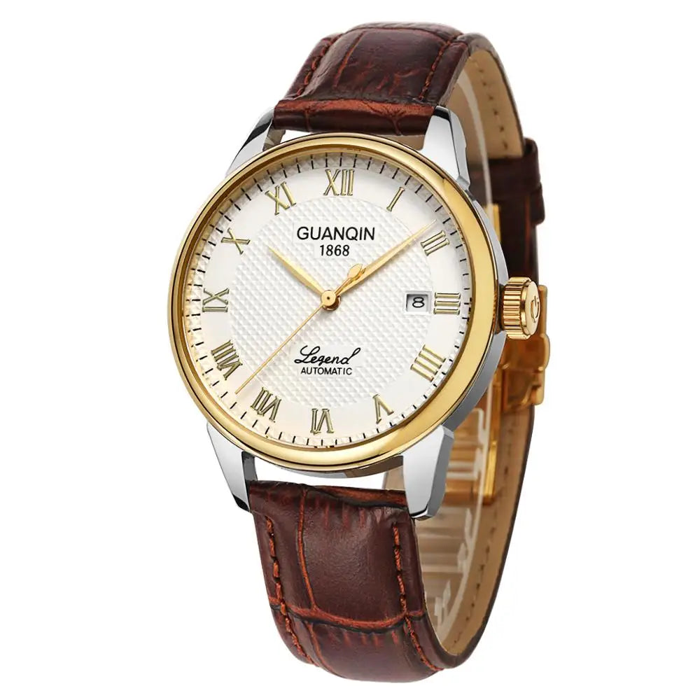 Men Watches 2025 GUANQIN Automatic Self-Wind Date Watch Mens Top Brand Luxury Mechanical Leather Wristwatch relogio masculino