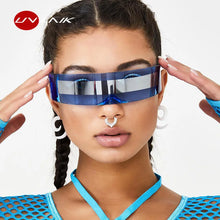 Load image into Gallery viewer, Futuristic Sunglasses Men Women Sunglass of the Future Wrap Around Shades Costume Party Mask Novelty Glasses