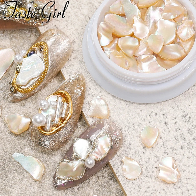 1 Pot Nails Abalone Shell Fragments Texture Natural Sea Shell 3d Charm Nail Art Decoration Slice DIY Beauty Salon Tools new