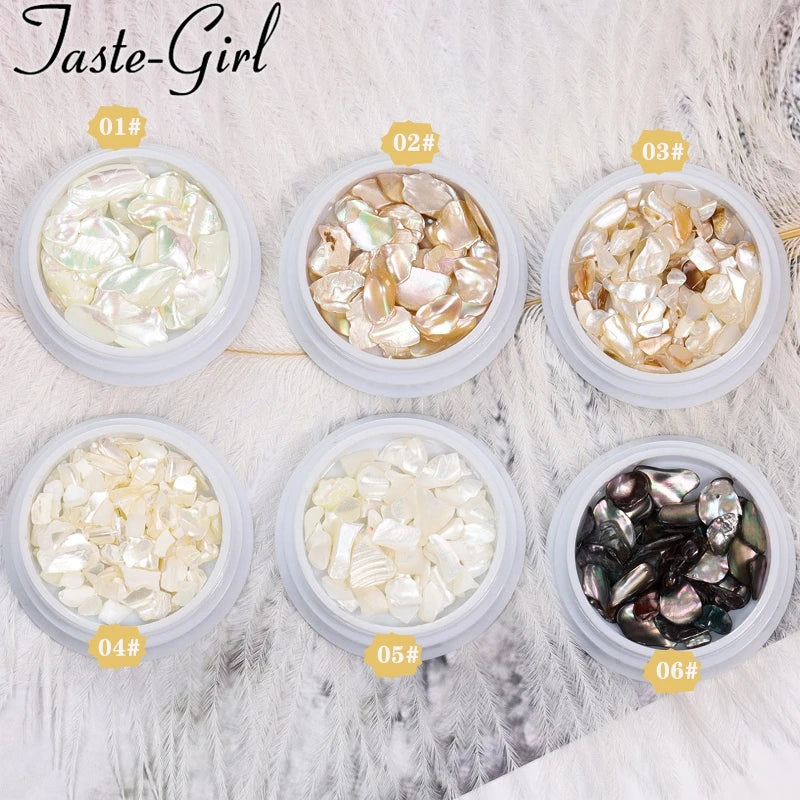 1 Pot Nails Abalone Shell Fragments Texture Natural Sea Shell 3d Charm Nail Art Decoration Slice DIY Beauty Salon Tools new