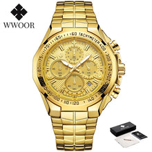 Load image into Gallery viewer, Sports Watches For Men Fashion Quartz Men Big Clock WWOOR Top Brand Luxury Military Full Steel Waterproof Chronograph Wristwatch