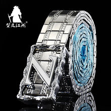 Load image into Gallery viewer, Mens belts Stainless steel Belt metal waistband goth Punk style luxury designer Panther Buckle Strap self-defense Belt male