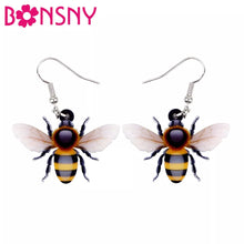 Load image into Gallery viewer, Acrylic Flying Honey Bee Insect Earrings Big Long Dangle Drop Novelty Animal Jewelry For Women Girls Ladies Teens Gift