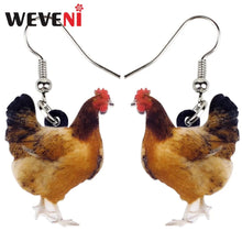 Load image into Gallery viewer, Acrylic Chicken Hen Earrings Big Long Dangle Drop Novelty Farm Fowl Jewelry For Women Girls Cartoon Animals Chicken Lady