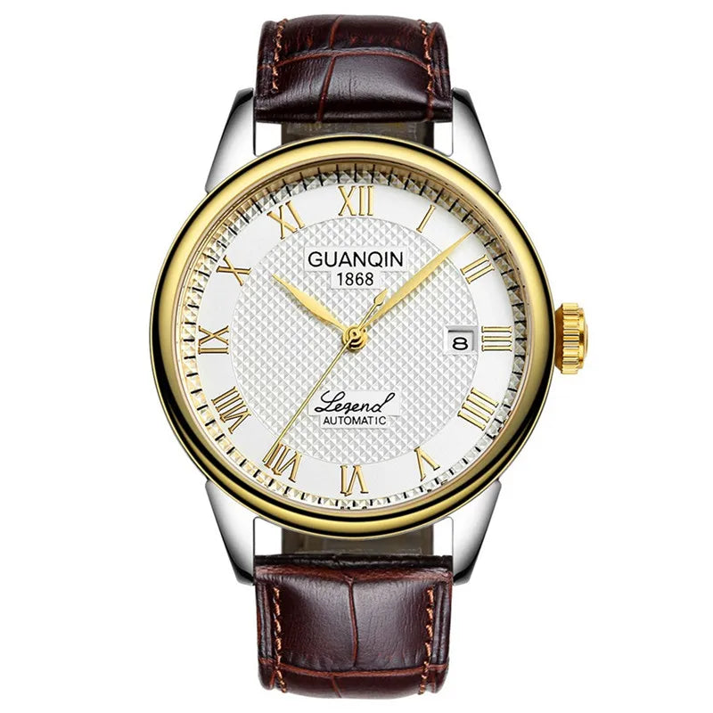 Men Watches 2025 GUANQIN Automatic Self-Wind Date Watch Mens Top Brand Luxury Mechanical Leather Wristwatch relogio masculino