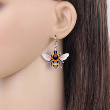 Load image into Gallery viewer, Acrylic Flying Honey Bee Insect Earrings Big Long Dangle Drop Novelty Animal Jewelry For Women Girls Ladies Teens Gift