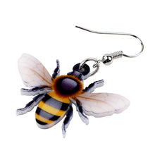 Load image into Gallery viewer, Acrylic Flying Honey Bee Insect Earrings Big Long Dangle Drop Novelty Animal Jewelry For Women Girls Ladies Teens Gift