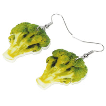 Load image into Gallery viewer, Novelty Acrylic Broccoli Earrings Big Long Dangle Cute Vegetable Drop Jewelry For Women Girls Ladies Teens Kids Foodie Great Gift