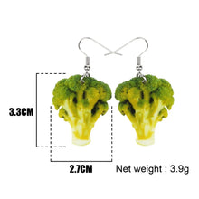 Load image into Gallery viewer, Novelty Acrylic Broccoli Earrings Big Long Dangle Cute Vegetable Drop Jewelry For Women Girls Ladies Teens Kids Foodie Great Gift