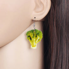 Load image into Gallery viewer, Novelty Acrylic Broccoli Earrings Big Long Dangle Cute Vegetable Drop Jewelry For Women Girls Ladies Teens Kids Foodie Great Gift
