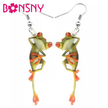 Load image into Gallery viewer, Cartoon Frog Acrylic Drop Earrings Big Long Dangle Novelty Animal Jewelry For Women Girls Teens Charms Great Gift