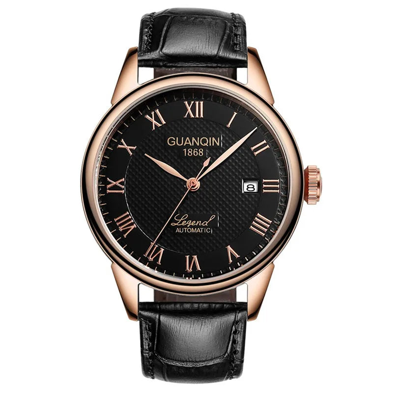 Men Watches 2025 GUANQIN Automatic Self-Wind Date Watch Mens Top Brand Luxury Mechanical Leather Wristwatch relogio masculino