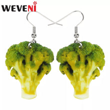 Load image into Gallery viewer, Novelty Acrylic Broccoli Earrings Big Long Dangle Cute Vegetable Drop Jewelry For Women Girls Ladies Teens Kids Foodie Great Gift