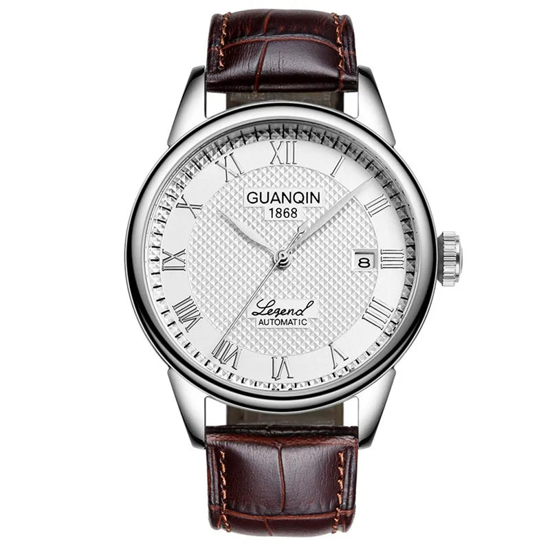 Men Watches 2025 GUANQIN Automatic Self-Wind Date Watch Mens Top Brand Luxury Mechanical Leather Wristwatch relogio masculino