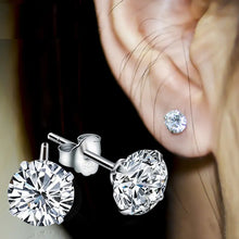 Load image into Gallery viewer, 100% Real 925 Sterling Silver Earrings Luxury 6/7/8mm Round Lab Diamond Earrings Small Screw Stud Earrings