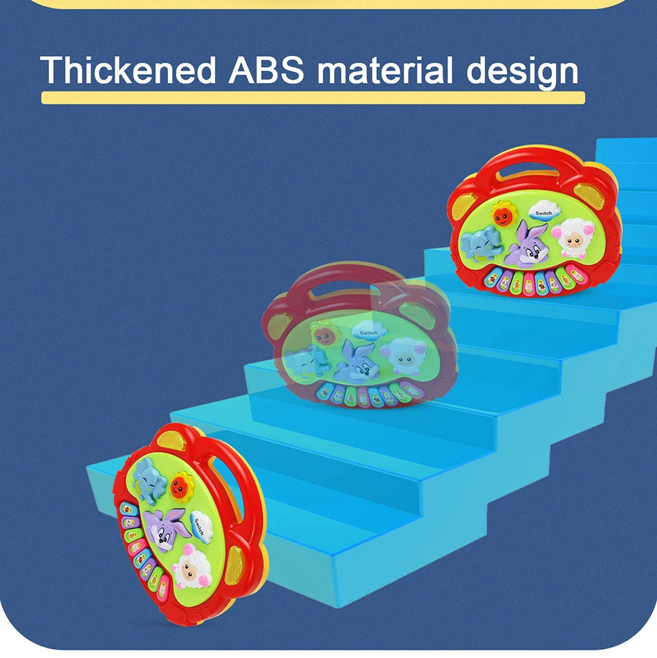 Kids Cartoon Piano Keyboard Game with Animal Sounds Flashing Light Music Baby Instrument Music Toys Educational Toys Kids Gifts