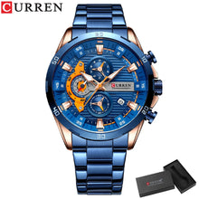 Load image into Gallery viewer, Watches For Men CURREN Man WristWatch Waterproof Chronograph Men Watch Military Top Brand Luxury StainlessSteel Sport Male Clock