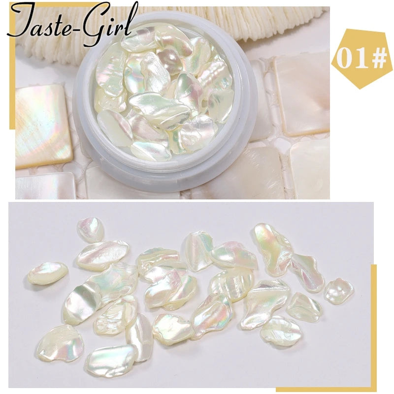 1 Pot Nails Abalone Shell Fragments Texture Natural Sea Shell 3d Charm Nail Art Decoration Slice DIY Beauty Salon Tools new