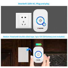 Load image into Gallery viewer, Fuers M557 Doorbell Waterproof Wireless Chime Home Doorbell Intelligent 32 Songs Smart Doorbell Alarm With Battery