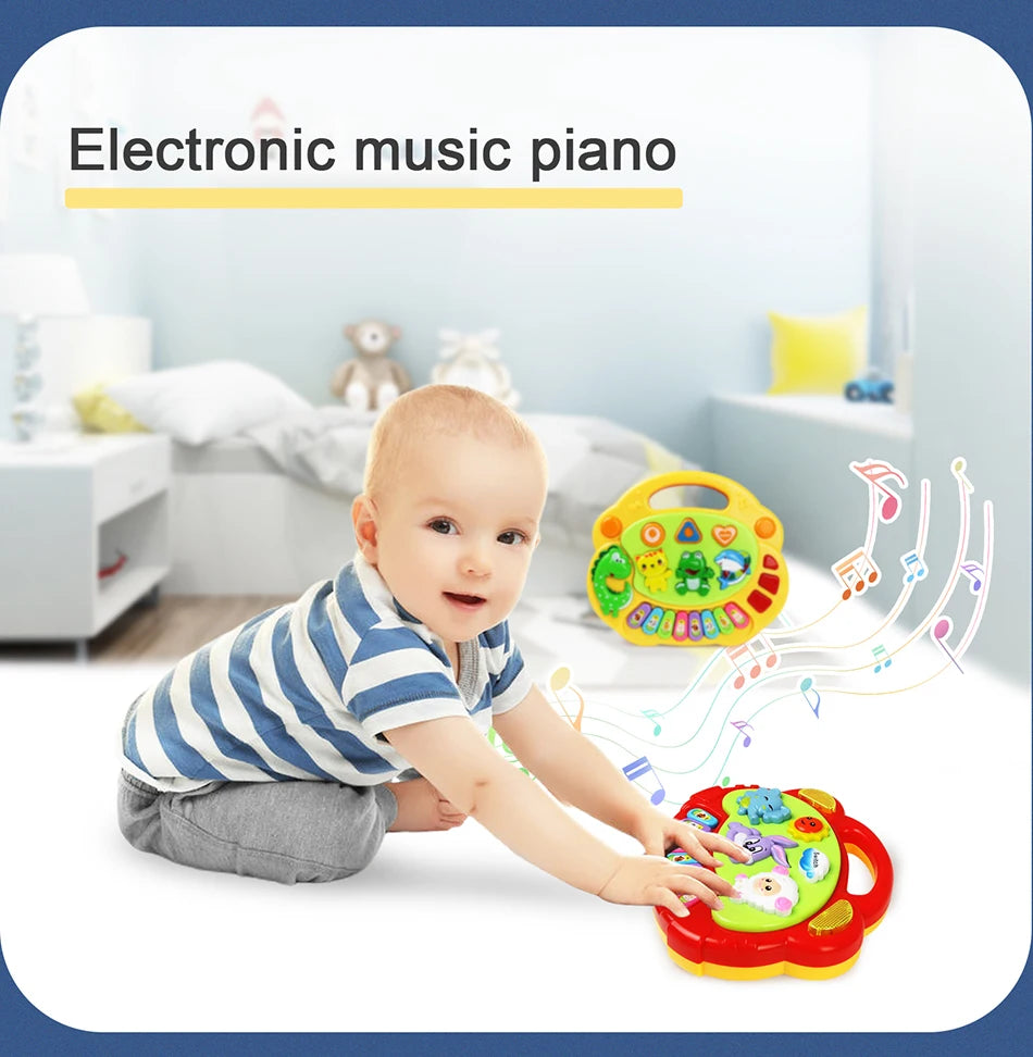 Kids Cartoon Piano Keyboard Game with Animal Sounds Flashing Light Music Baby Instrument Music Toys Educational Toys Kids Gifts