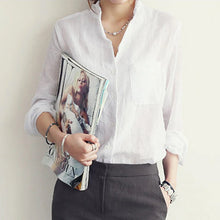 Load image into Gallery viewer, Chemisier Femme Womens Tops Fashion Summer Linen White Shirt Women Long Sleeve Blouse Korean Woman Clothes Roupas Femininas