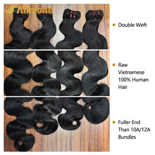 Load image into Gallery viewer, 15A Raw Hair Bundles Double Drawn Vietnamese 22Inch Body Wave Bundles 100% Human Hair Bundles Unprocessed Virgin Hair Extensions