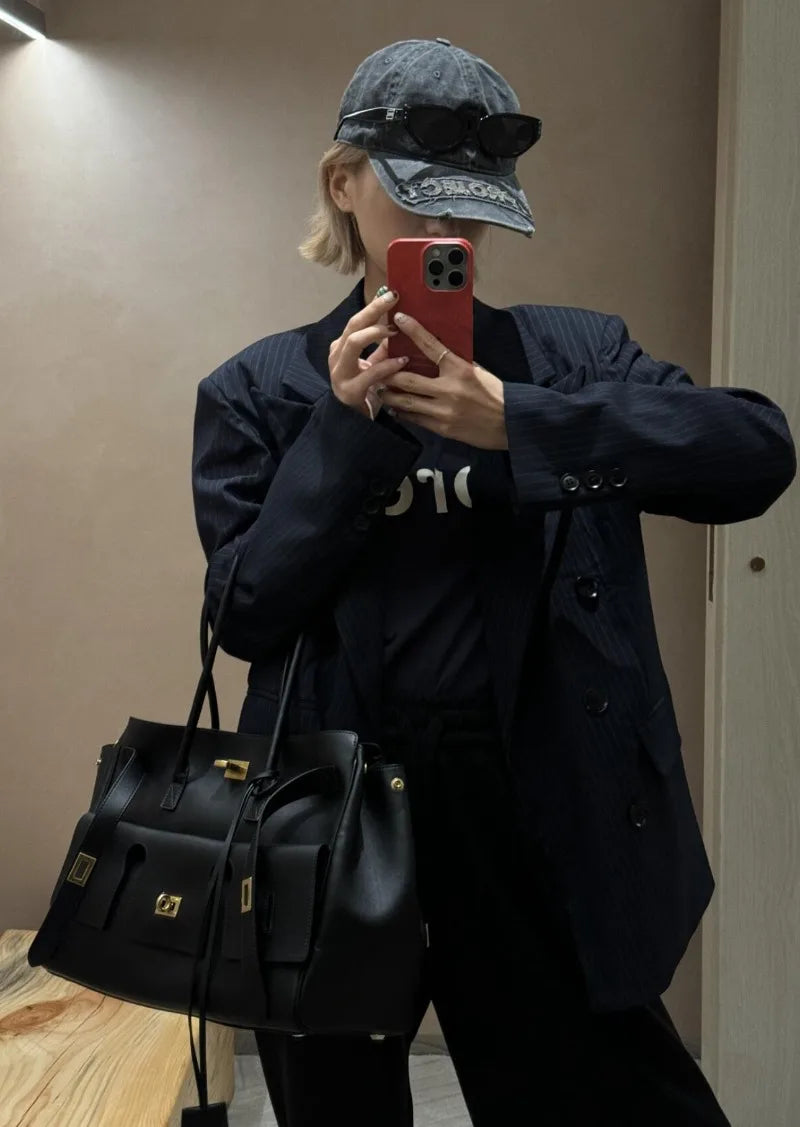 Luxury Genuine Leather Tote Bags for Women Large Capacity Travel Shoulder Bag Designer Handbags Ladies Shopping Purse