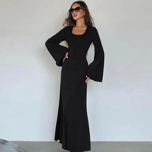 Load image into Gallery viewer, Women's clothing 2025 autumn new product fashionable loose U-neck back tied long sleeved dress