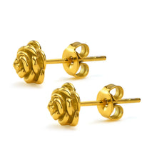 Load image into Gallery viewer, \Rose Flower Stud Earring Stainless Steel Gold Color Petal Earrings Trendy Women Great Gift Idea