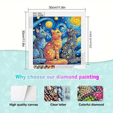Load image into Gallery viewer, 1 set of animal themed cat diamond painting set, DIY 5D color irregular crystal diamond partially inlaid painting design