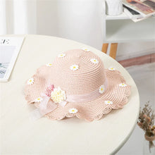 Load image into Gallery viewer, Kids Sun Hat Girls Summer New Straw Bag Cap Set Baby Travel Sun Protection Beach Hats Sun Fisherman Hat