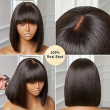 Load image into Gallery viewer, 250 Density 3x1 Middle Part Lace Wig Bone Straight Cheap Wigs Full Machine Made Human Hair Wig with Bangs on Clearance Sale