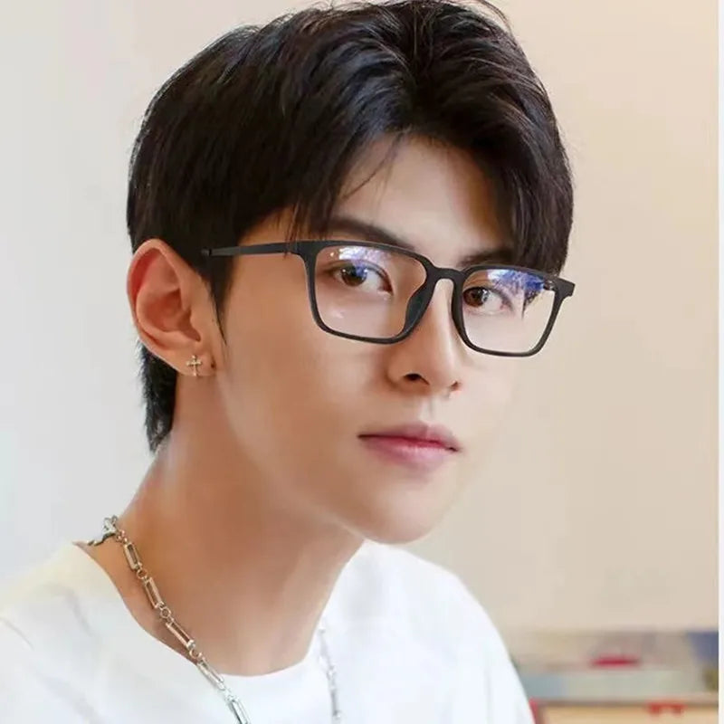 YOOSKE Blue Light Blocking Reading Glasses Men Women Ultralight TR90 Titanium Alloy Optical Frame Eyeglasses Square Eyewear