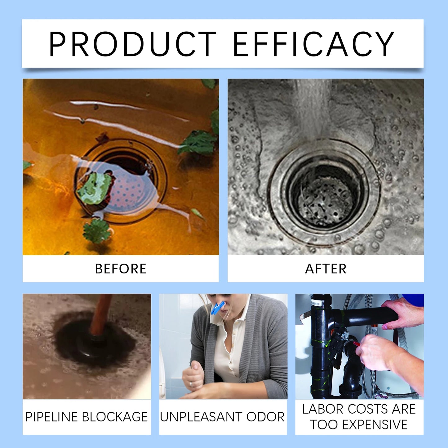 150g Pipe cleaning detergent Kitchen toilet drain unclogging agent unclogging drain pipe cleaning and decontamination