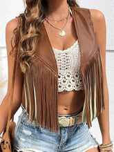 Load image into Gallery viewer, Vintage Fringe Leather Jacket 80s Retro Biker Coat Motorcycle Punk Rock Outerwear Women s Fashion Clothing