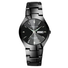 Load image into Gallery viewer, Relogios Masculino Tungsten Steel Black Watch for Men Clock Male Luminous Quartz Wristwatch Date Week Waterproof Student Watches