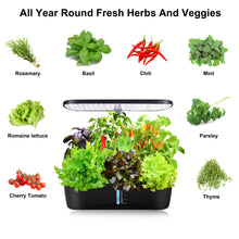 Load image into Gallery viewer, 12 Pods Hydroponics Growing System, Herb Garden Kit Indoor Adjustable Height with Automatic Timer 20-Watt LED Grow Light